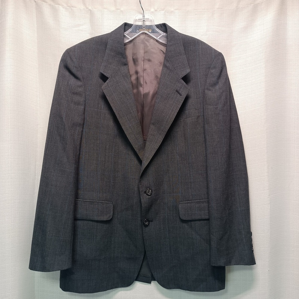 Evan‎ Picone For May D&F Gray Plaid Men's Blazer 41R Wool USA 2 Button Vtg